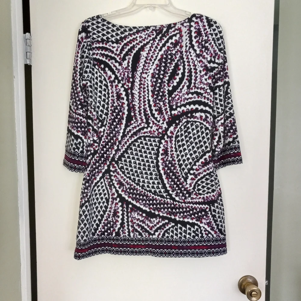 White House Black Market drape neck print tunic size S